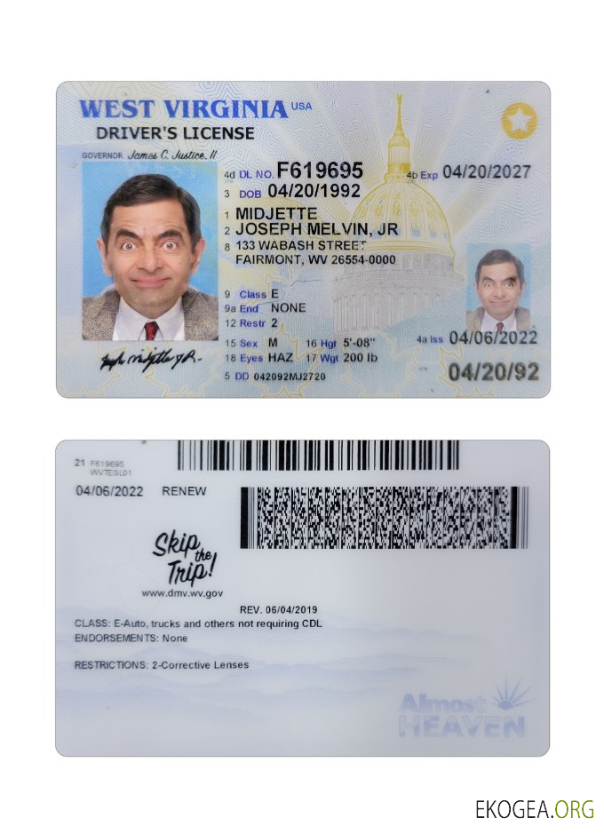 USA West Virginia driving license 2022 present